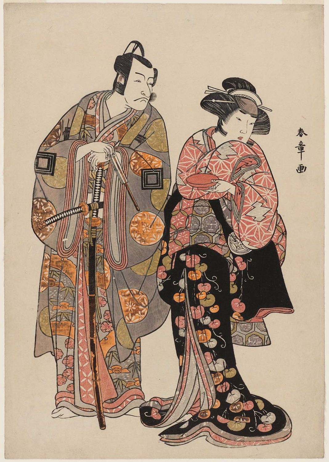 Actors Yamashita Kinsaku II as Manko Gozen and Ichikawa Danjûrô V as Kudô Suketsune by Katsukawa Shunshō